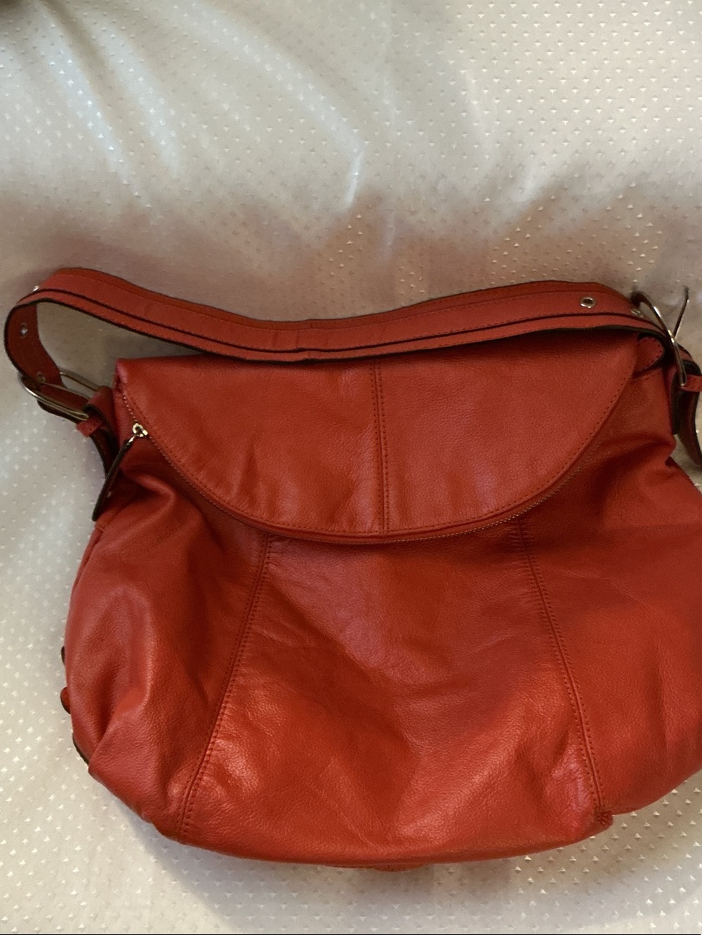 Everyday Red Leather Shoulder Hobo Bag